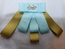 Load image into Gallery viewer, Elegant Electric Blue and Gold Bow!
