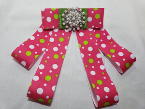 Pretty Girl Pink and Green Bow (pearls)